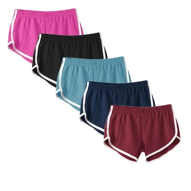 Diufon Womens 5PCS Yoga Shorts Plus Size Color Block Jogger Shorts Elastic Waist Athletic Shorts