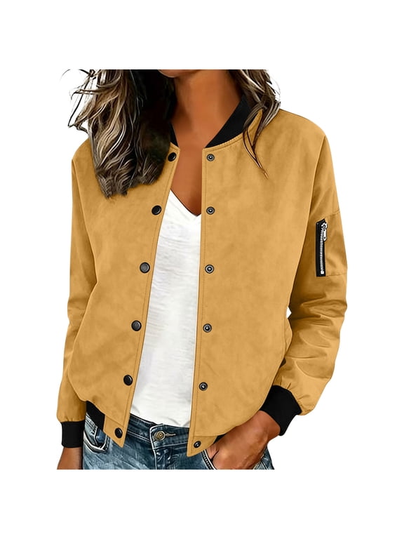 Womens Button Front Cropped Jackets Long Sleeve Cargo Tops Casual Outerwear Coat Fall Winter Fashion Barn Jacket