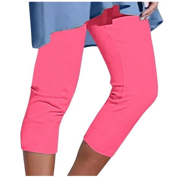 Diufon Womens Capris Pants Comfortable Yoga Pants Summer Casual Solid Color Plus Size Pants