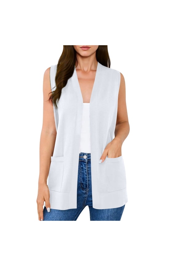 Womens Cardigans Lightweight Casual Soft Sleeveless Vests Dressy Casual Open Front Cardigan with Pockets