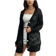 thumbnail image 1 of Diufon Womens Cardigans Solid Color Holloe-Out Coats V Neck Button Long Sleeve Sweaters, 1 of 5