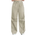 thumbnail image 1 of Diufon Womens Cargo Pants Solid Color Sweatpants Elastic Waist Drawstring Pants with Pockets, 1 of 5