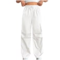 thumbnail image 1 of Diufon Womens Cargo Pants Solid Color Sweatpants Elastic Waist Drawstring Pants with Pockets, 1 of 5