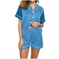thumbnail image 1 of Diufon Womens Casual Pjs Sets Lapel Button Short Sleeve Shirts with Pockets Elastic Waist Shorts Sets, 1 of 5