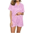 thumbnail image 1 of Diufon Womens Casual Pjs Sets Lapel Button Short Sleeve Shirts with Pockets Elastic Waist Shorts Sets, 1 of 1