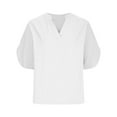 thumbnail image 1 of Diufon Womens Casual Shirts Summer Solid Color Breathable Tops Short Sleeve V Neck T-Shirts, 1 of 6