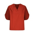 thumbnail image 1 of Diufon Womens Casual Shirts Summer Solid Color Breathable Tops Short Sleeve V Neck T-Shirts, 1 of 6