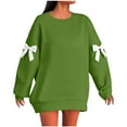 thumbnail image 1 of Diufon Womens Christmas Sweatshirt Lightweight Long Sleeve Crewneck Cute Bow Pattern Pullover Tops Fall Fashion Top, 1 of 6