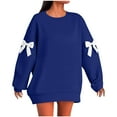 thumbnail image 1 of Diufon Womens Christmas Sweatshirt Lightweight Long Sleeve Crewneck Cute Bow Pattern Pullover Tops Fall Fashion Top, 1 of 6