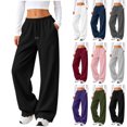 thumbnail image 1 of Diufon Women's Wide Leg Sweatpants Fall Trendy Drawstring Baggy Sweat Pants Scalloped Hem Workout Joggers with Pockets, 1 of 9