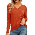 thumbnail image 1 of Diufon Womens Cotton Sweaters Fall Casual Solid Color Blouses V Neck Long Sleeve Blouses, 1 of 5