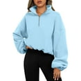 thumbnail image 1 of Diufon Womens Cropped Sweatshirt High Neck Long Sleeve Pullover Tops Half Zip Fall Winter Fleece Sweatshirts, 1 of 6