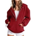 thumbnail image 1 of Diufon Womens Drawstring Hoodies Half Zipper Long Sleeve Tops Solid Color Sweatshirts with Pockets, 1 of 6