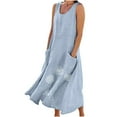 thumbnail image 1 of Diufon Womens Dresses Crewneck Sleeveless Cotton Linen Dress Printed Dress with Pockets, 1 of 7