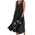 thumbnail image 1 of Diufon Womens Dresses Crewneck Sleeveless Cotton Linen Dress Printed Dress with Pockets, 1 of 7