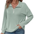 thumbnail image 1 of Diufon Womens Fall Blouses Casual Solid Color Pullover Tops Half Zipper Long Sleeve Tops, 1 of 5