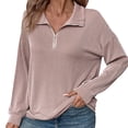 thumbnail image 1 of Diufon Womens Fall Blouses Casual Solid Color Pullover Tops Half Zipper Long Sleeve Tops, 1 of 5