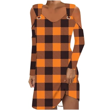 Akivide Women's Plaid Maxi Dress – Long Sleeve Loose Fit Casual Dress For Fall & Holidays