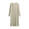 thumbnail image 1 of Diufon Womens Fall Knit Dresses Casual Solid Color Midi Dress Round Neck Long Sleeve Dress, 1 of 3