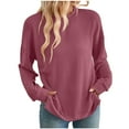thumbnail image 1 of Diufon Womens Fall Pullover Tops Casual Solid Color Blouses Round Neck Long Sleeve Tops, 1 of 1