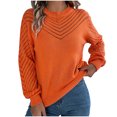 thumbnail image 1 of Diufon Womens Fall Sweaters Solid Color Hollow-Out Pullover Tops Round Neck Long Sleeve Tops, 1 of 7