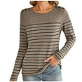thumbnail image 1 of Diufon Womens Fall Tunics Stripe Printed Pullover Tops Round Neck Button Long Sleeve Blouses Tops, 1 of 3