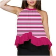 thumbnail image 1 of Diufon Womens Fashion Tank Tops Summer Ruffle Hem Stripe Sleeveless Shirts Casual Loose Back Tie Pleated Tops, 1 of 7