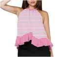 thumbnail image 1 of Diufon Womens Fashion Tank Tops Summer Ruffle Hem Stripe Sleeveless Shirts Casual Loose Back Tie Pleated Tops, 1 of 7