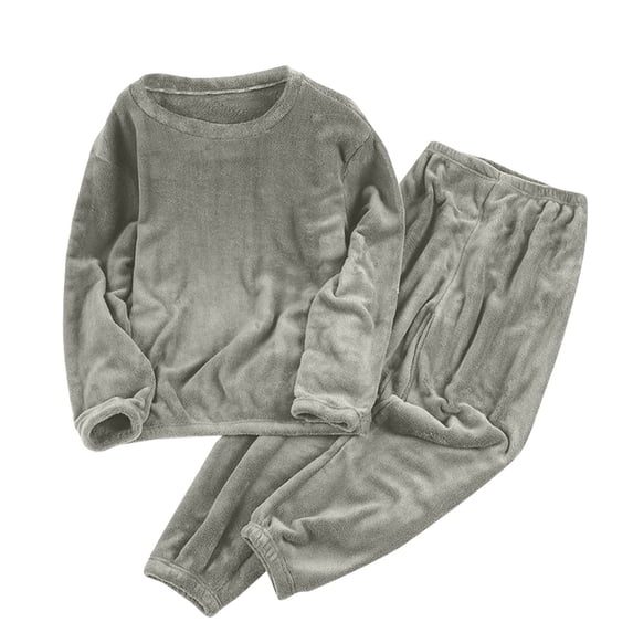 Diufon Womens Fleece Pajamas Set 2 Piece Long Sleeve Crewneck Thermal Soft Tops & Elastic Waist Cuffed Pants