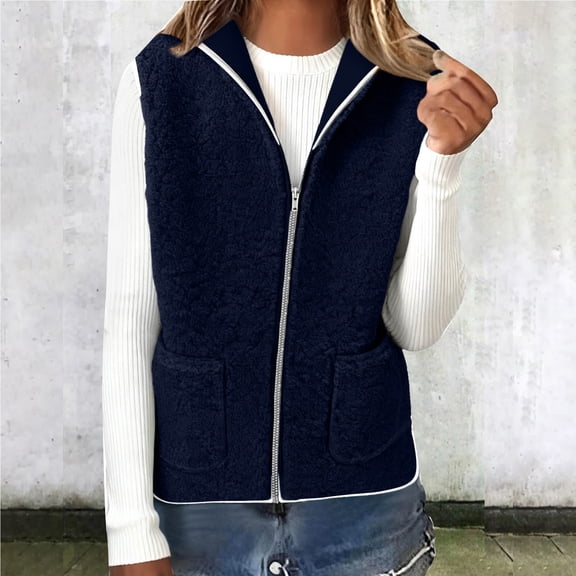 Diufon Womens Fleece Vest Hooded Sleeveless Full Zip Jacket Casual Fashion Winter Warm Coats with Pockets