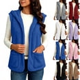 thumbnail image 1 of Diufon Fleece Vest Women Casual Sleeveless Hooded Jacket Fall Winter Warm Open Front Outerwear with Pockets, 1 of 10
