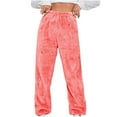 thumbnail image 1 of Diufon Womens Fleece Wide Leg Pants Elastic High Waist Lounge Pants Winter Flannel Pants, 1 of 5