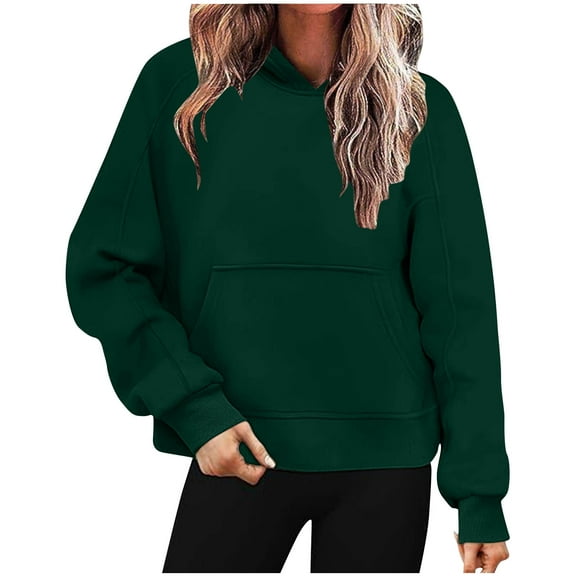 Diufon Womens Hoodies Tops Solid Color Padded Sweatshirts Long Sleeve Pullover Tops with Pockets