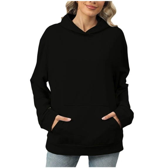Diufon Womens Hoodies Tops Solid Color Pullover Tops Long Sleeve Sweatshirts with Pockets