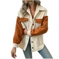 thumbnail image 1 of Diufon Womens Jackets Fall Color Block Coats Lapel Button Long Sleeve Blouses with Pockets, 1 of 5