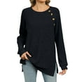 thumbnail image 1 of Diufon Womens Knit Blouses Round Neck Button Long Sleeve Pullover Tops Solid Color Sweaters, 1 of 7