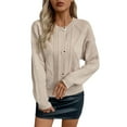 thumbnail image 1 of Diufon Womens Knit Cardigans Fall Solid Color Sweaters Round Neck Button Long Sleeve Coats, 1 of 7