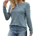 thumbnail image 1 of Diufon Womens Knit Sweaters Fall Casual Solid Color Tunics Round Neck Long Sleeve Pullover Tops, 1 of 1