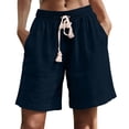 thumbnail image 1 of Diufon Womens Linen Shorts High Waisted Drawstring Summer Shorts Beach Loose Boho Short Pants with Pockets, 1 of 8