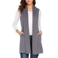 thumbnail image 1 of Diufon Womens Long Cardigan Lightweight Sleeveless Vest Tops Solid Color Blouses Coat with Pockets, 1 of 6