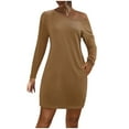 thumbnail image 1 of Diufon Womens Long Sleeve Dresses Solid Color Mini Dress One Shoulder Dress with Pockets, 1 of 7