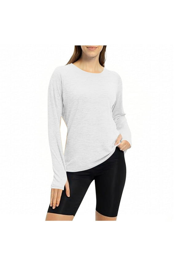 Womens Long Sleeve Shirts Casual Yoga Sports Running Workout Tops Thumb Holes Fall Fashion Clothes