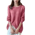 thumbnail image 1 of Diufon Womens Long Sleeve Sweaters Fall Casual Solid Color Tops Rounds Neck Pullover Tops, 1 of 4