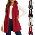 thumbnail image 1 of Diufon Womens Long Vest Casual Sleeveless Hooded Button Down Fleece Cardigan Fall Winter Warm Outerwear, 1 of 10