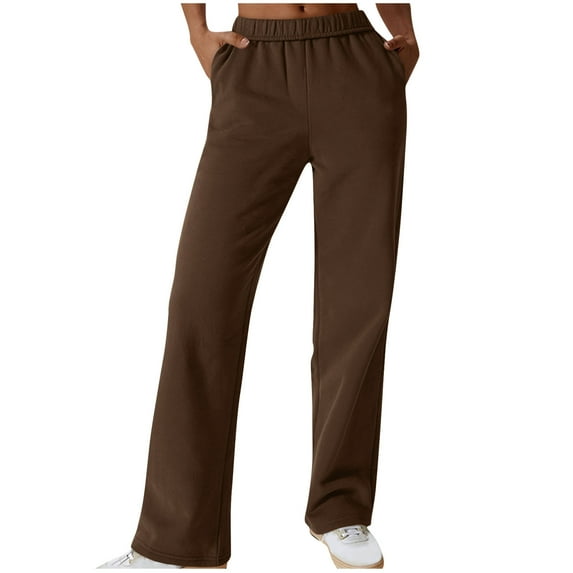 Diufon Womens Lounge Pants Solid Color Sweatpants Elastic Waist Straight Pants with Pockets