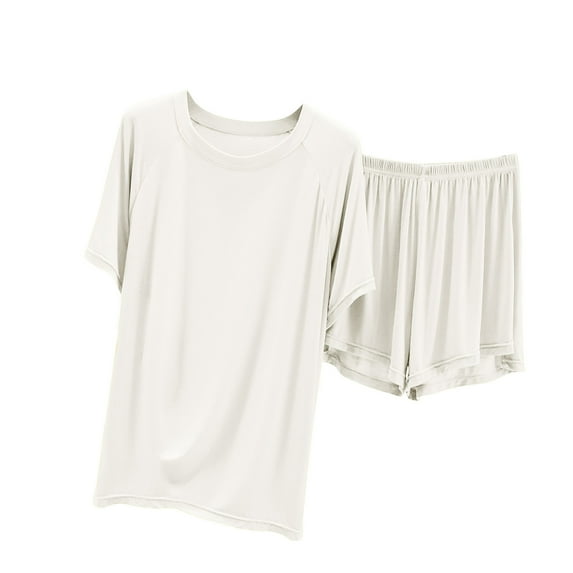 Diufon Womens Loungewear Sets Round Neck Short Sleeve Tees Elastic Waist Shorts Pajama Sets