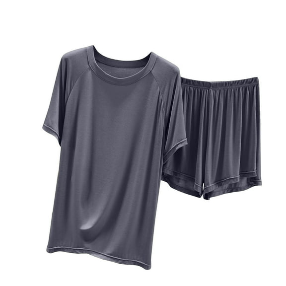 Diufon Womens Loungewear Sets Round Neck Short Sleeve Tees Elastic Waist Shorts Pajama Sets