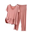 thumbnail image 1 of Diufon Womens Loungewear Sets Ruffle Round Neck Short Sleeve Tops Elastic Waist Capris Pants Pjs Sets, 1 of 4