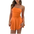 thumbnail image 1 of Diufon Womens Mini Dresses Sleeveless Strapeless Dress Solid Color Slim Pleated A-Line Dress, 1 of 6
