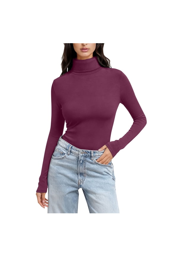 Womens Mock Turtleneck Tops Long Sleeve Thermal Basic Shirts Ladies Fall Fashion Winter Clothes